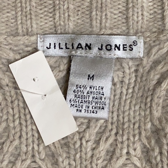 Nwt Jillian Jones Cable Knit Angora Lambs Wool Wrap Sweater Beige Women’s Size M - Picture 6 of 7